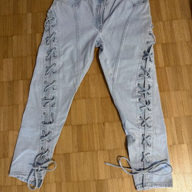 Jeans à lacet bleu clair