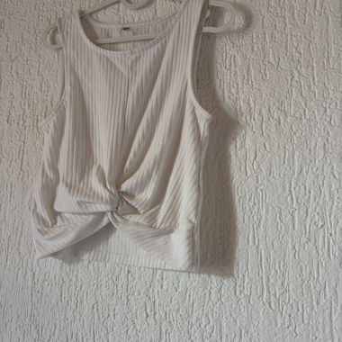 White Ribbed Tank Top