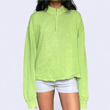 green oversized quarter zip sweater 