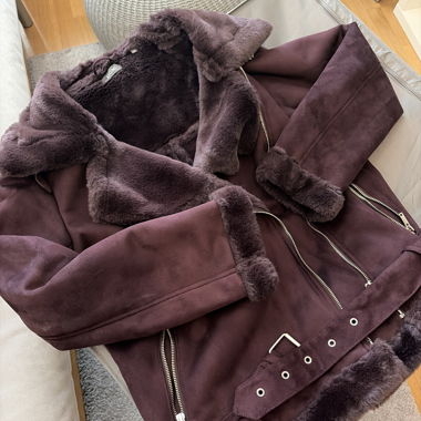Burgundy winter jacket with fur