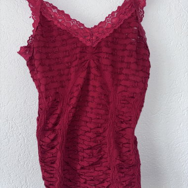 Red Bubble Top – Y2K Lace Camisole