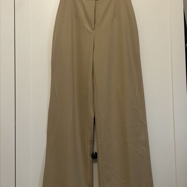 Beige Wide-Leg Pants by Bershka