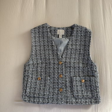Tweed-Weste mit Goldknöpfen