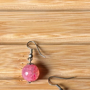 Orecchini Rosa con Marmorizzazione Dorata