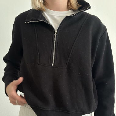 Schwarzer Rollkragen Jersey Pullover