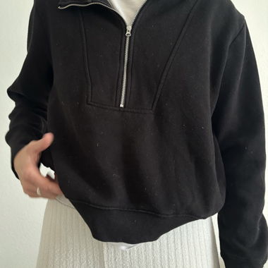 Schwarzer Rollkragen Jersey Pullover