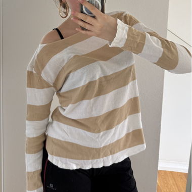 Striped Longsleeve with One-Shoulder Design