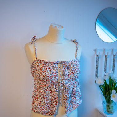Floral Crop Top with Bows