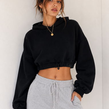 Black Cropped Hoodie