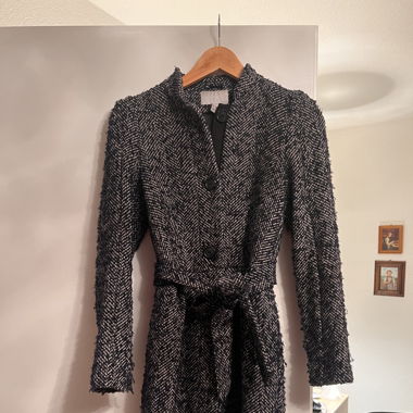 Classic Dark Wool Winter Coat with belt