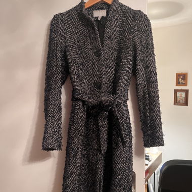 Classic Dark Wool Winter Coat with belt