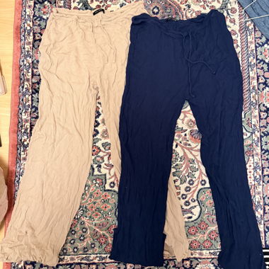 Pantaloni larghi (2x) blu e beige