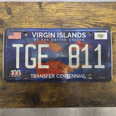 U.S. Car License Plate, Virgin Islands TGE 811