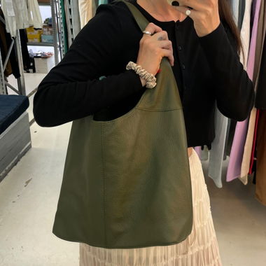Green Italian leather shoulder bag