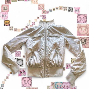 Giacca bomber beige satin y2k