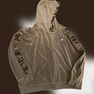 amber brown velvet zip up hoodie