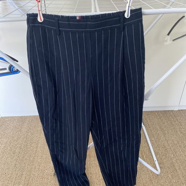 Pantalon en tissu à rayures bleu foncé Tommy Hilfiger