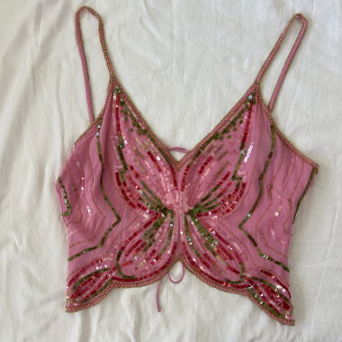Vintage Y2K Schmetterling-Top Größe L