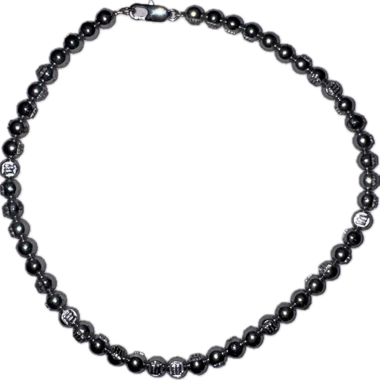 Collana di perle MISBHV cromata con piccoli loghi