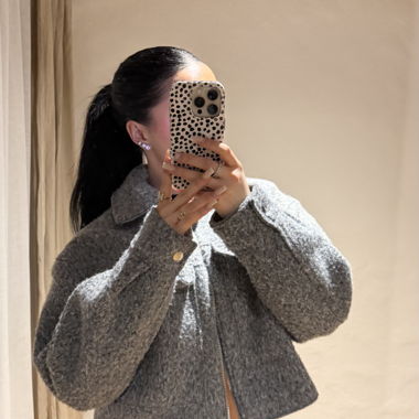 Grey cropped knit cardigan from Zara size S
