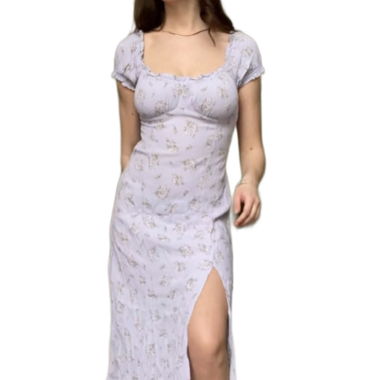 cottagecore floral slit dress 