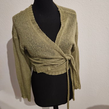 Veste en tricot à envelopper vert