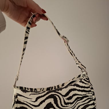 Fancy Zebra Bag, black/white faux leather