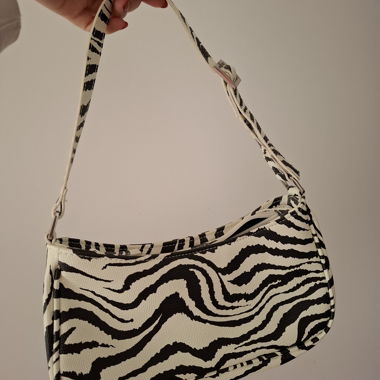 Borsa Zebra Fancy, ecopelle nero/bianco