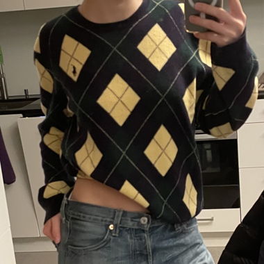 argyle/square polo ralph lauren sweater in yellow