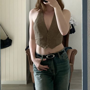 Blouse crop top beige 