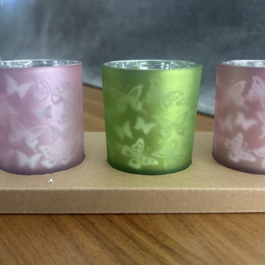 Set mit 3 Kerzenhaltern Schmetterlinge