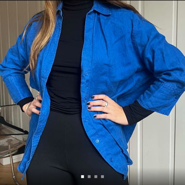 blue long sleeve blouse