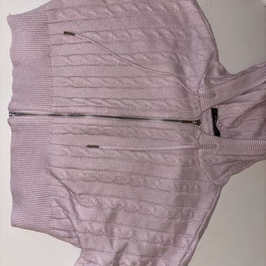 Felpa in maglia rosa con zip