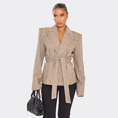 Blazer with tie belt