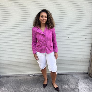 Vintage Pink striped jacket with button closure