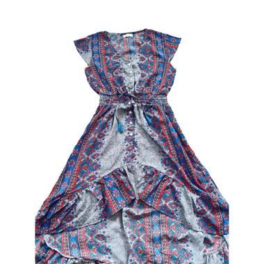 Boho-Chic Sommerkleid mit Blumenmuster – Gr. S/M