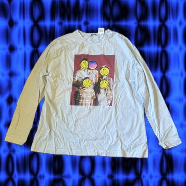 Long light-blue printed T-shirt
