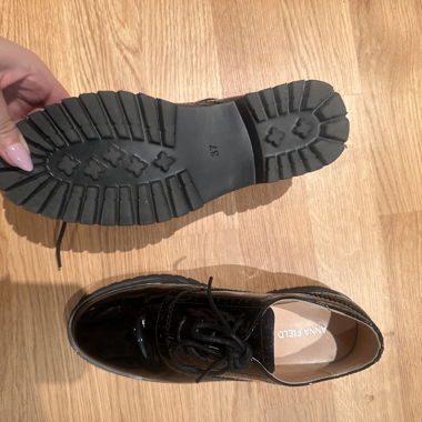 Black patent lace-up shoes Anna Field size 37