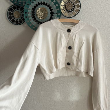 Cardigan court blanc