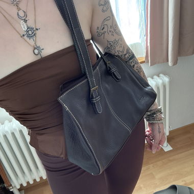 Sac à bandoulière en cuir Luigi brun foncé