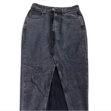 Schwarzer denim midi Rock