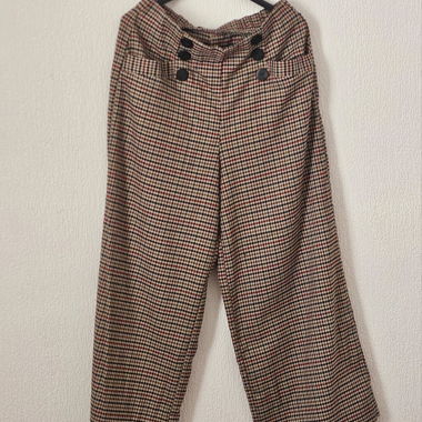 Check wide-leg trousers