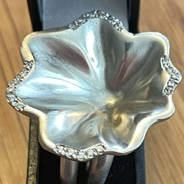 Silber 925 Ring Blume verstellbare Grösse