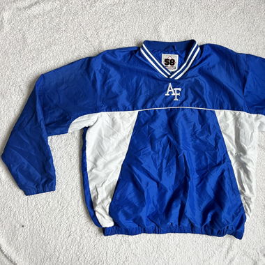 Veste vintage Air Force bleu et blanc, taille L