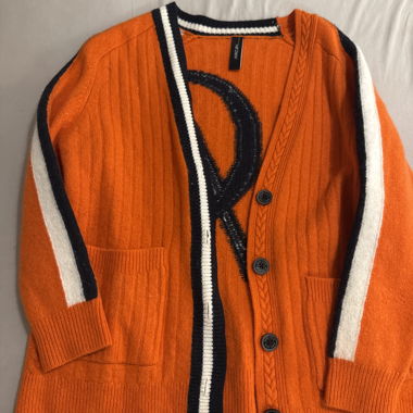 Orange patterned cardigan