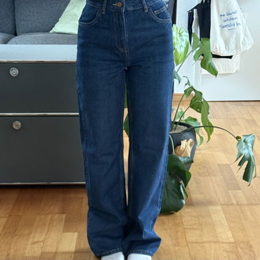 Jeans, Dark Blue, Bershka 90s Wide Leg