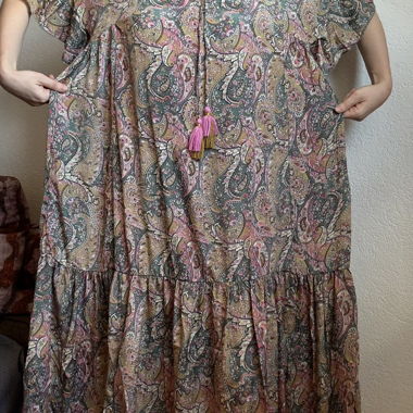 Abito boho Crème Bohème 70% seta T.L-XXL