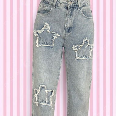 Star Cutout Wide Leg Jeans – Size S 34 Star girl 