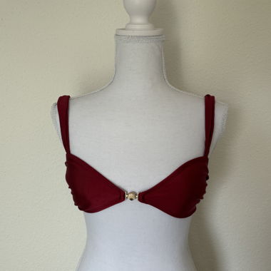 Top bikini in raso rosso