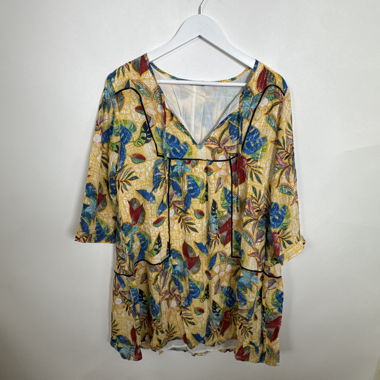 Bluse Retro mit V-Ausschnitt Blumen